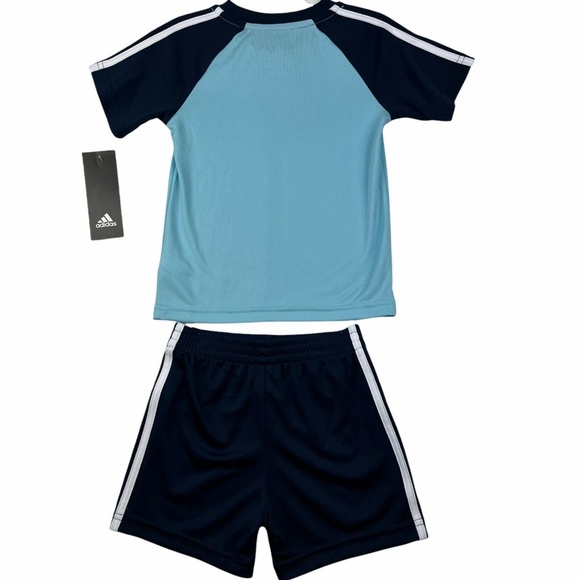 Adidas Baby Boy's Cute, Comfy Short Sleeve Shirt & Shorts 2-Piece Set 12 Months - Picture 3 of 11